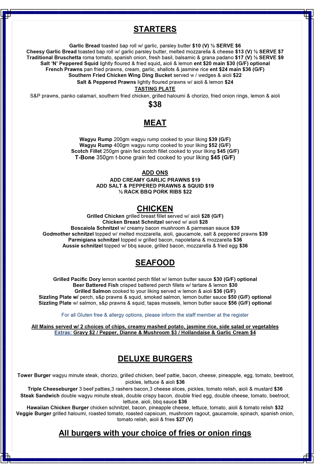 Alroy Tavern Main Menu