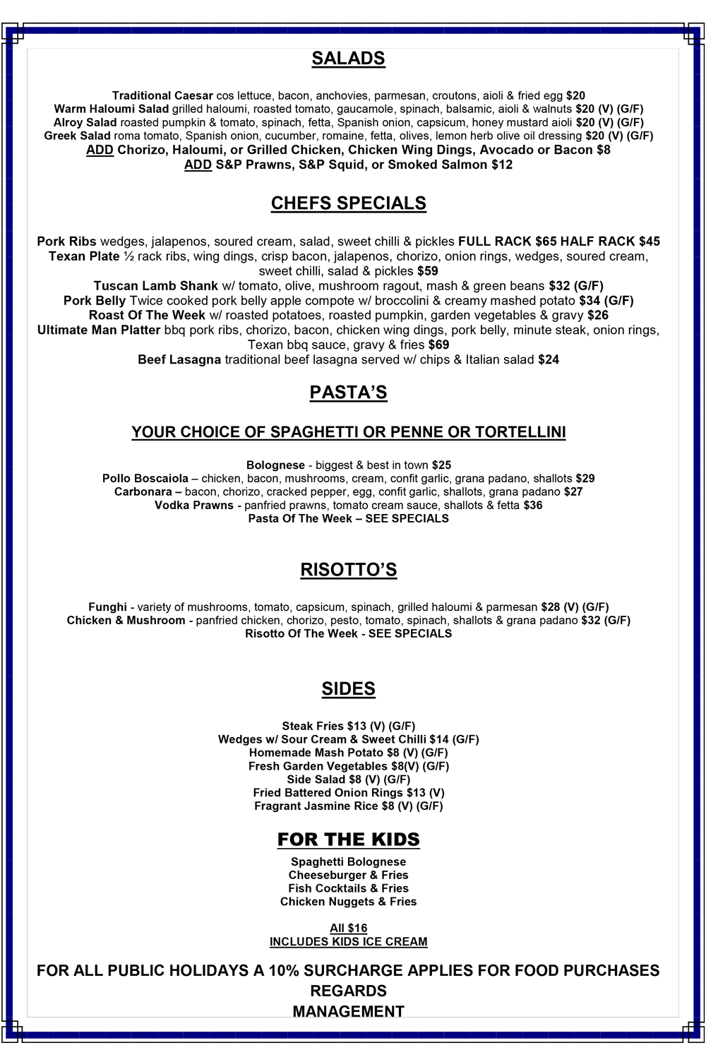 Alroy Tavern Main Menu