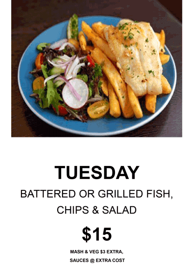 Alroy Tavern Daily Special Tuesday
